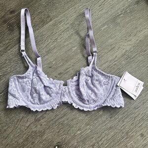 NWT 32A Auden Unlined Lace Comfort Wire Balconette Bra Lavender Light Purple